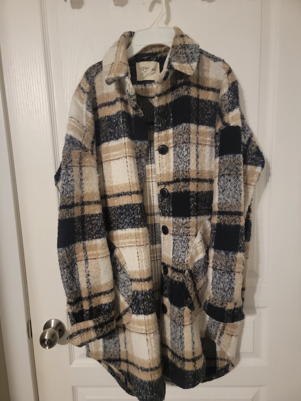 Plaid Roadstyle Shacket in Black, Cream & Tan